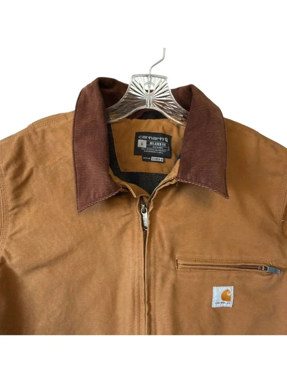 Carhartt Mens Large Iconic J01 Duck Detroit Jacket Blanket Lined Brown - Picture 5 of 13
